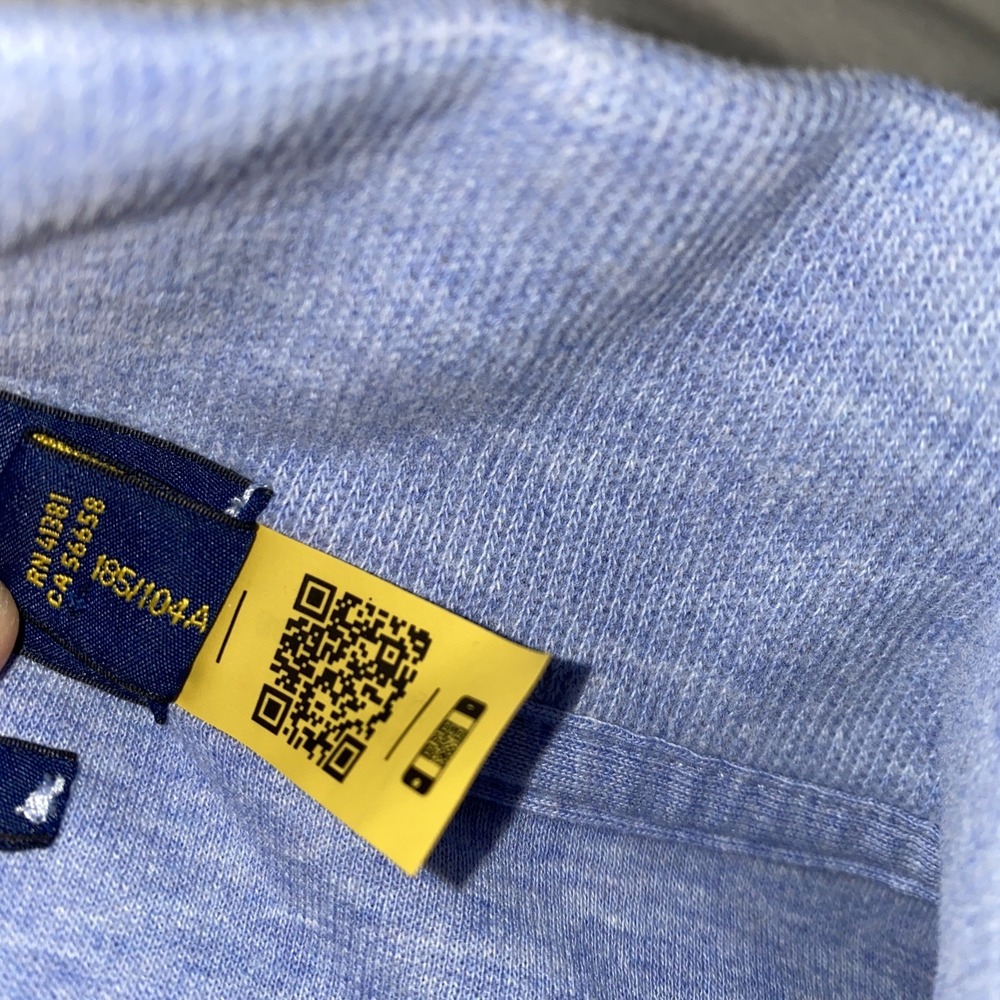 Polo Ralph Lauren Estate Rib Mens XL 1/4 Zip Sweater Baby Blue Flesh Pony Preppy - Picture 9 of 13